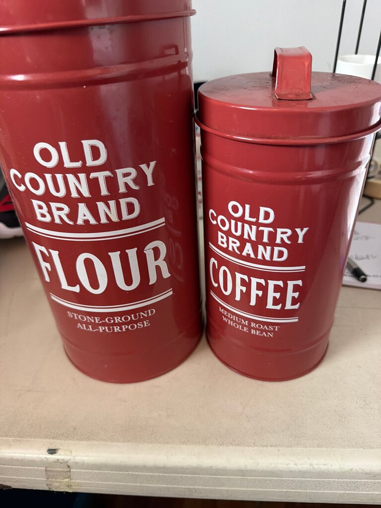 Old Country Brand Flour and Coffee Canisters