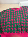 Green and Pink Houndstooth Sweater