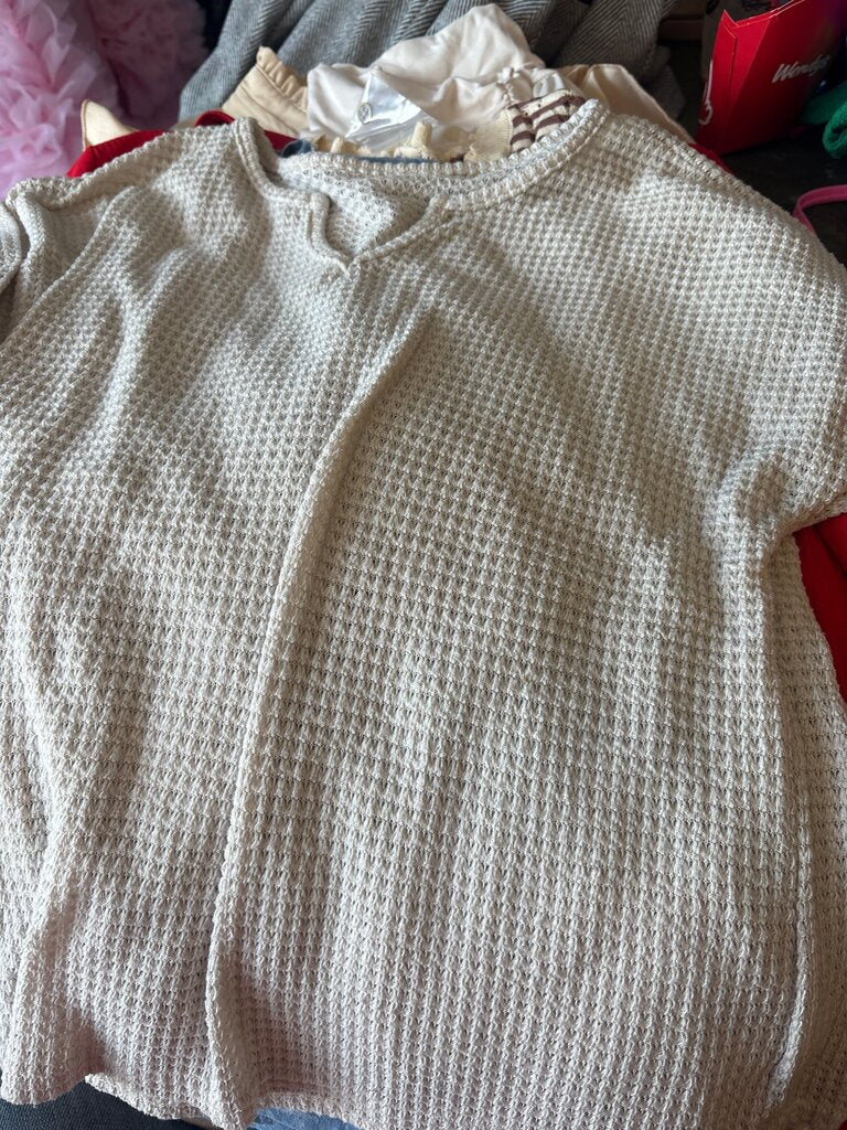 Beige Waffle Knit Short Sleeve Top