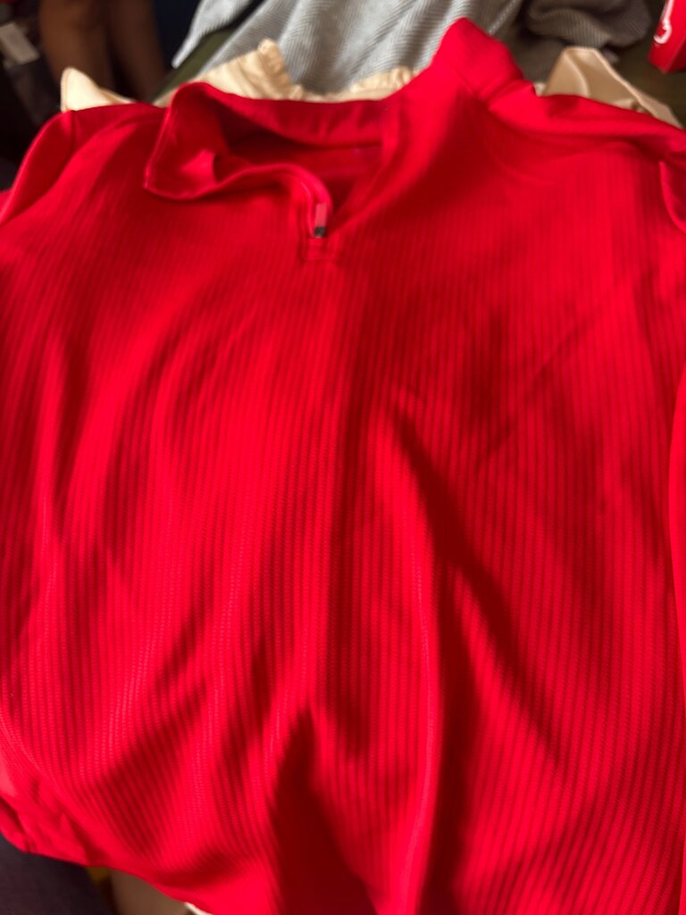 Red Long Sleeve Zip Up Shirt
