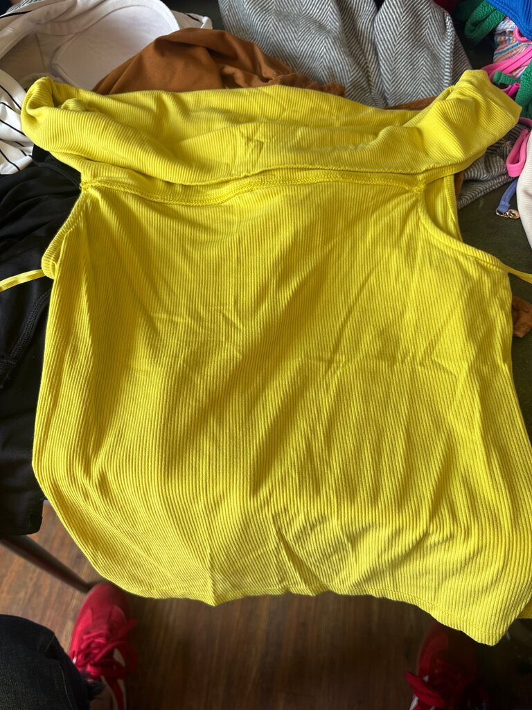 Express Fitted Yellow Ribbed Top
