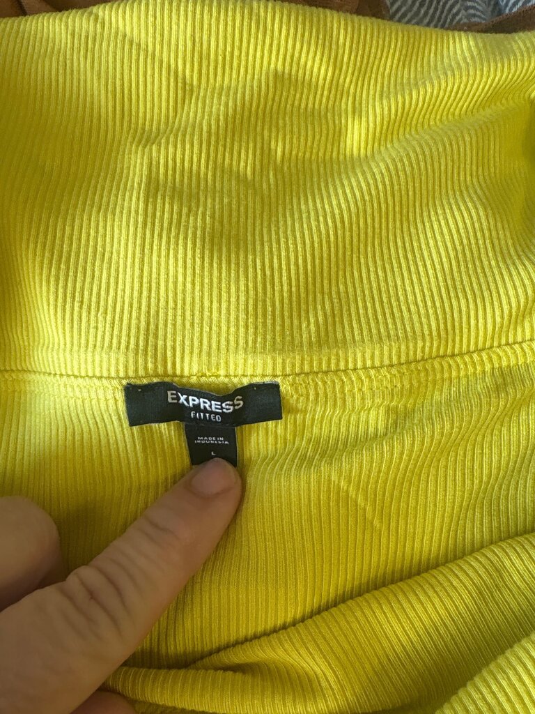 Express Fitted Yellow Ribbed Top