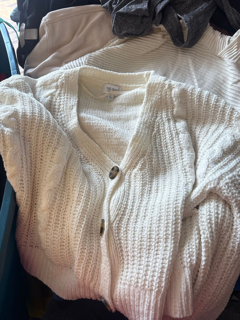 True Craft White Cable Knit Cardigan