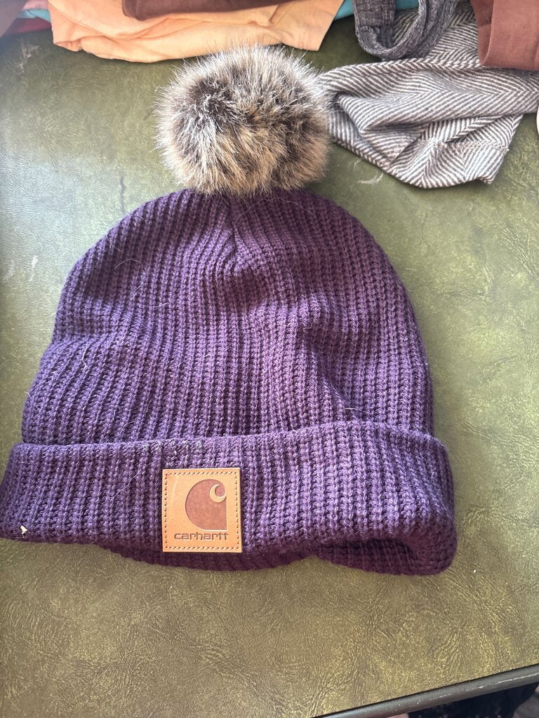 Carhartt Purple Knit Beanie with Pom