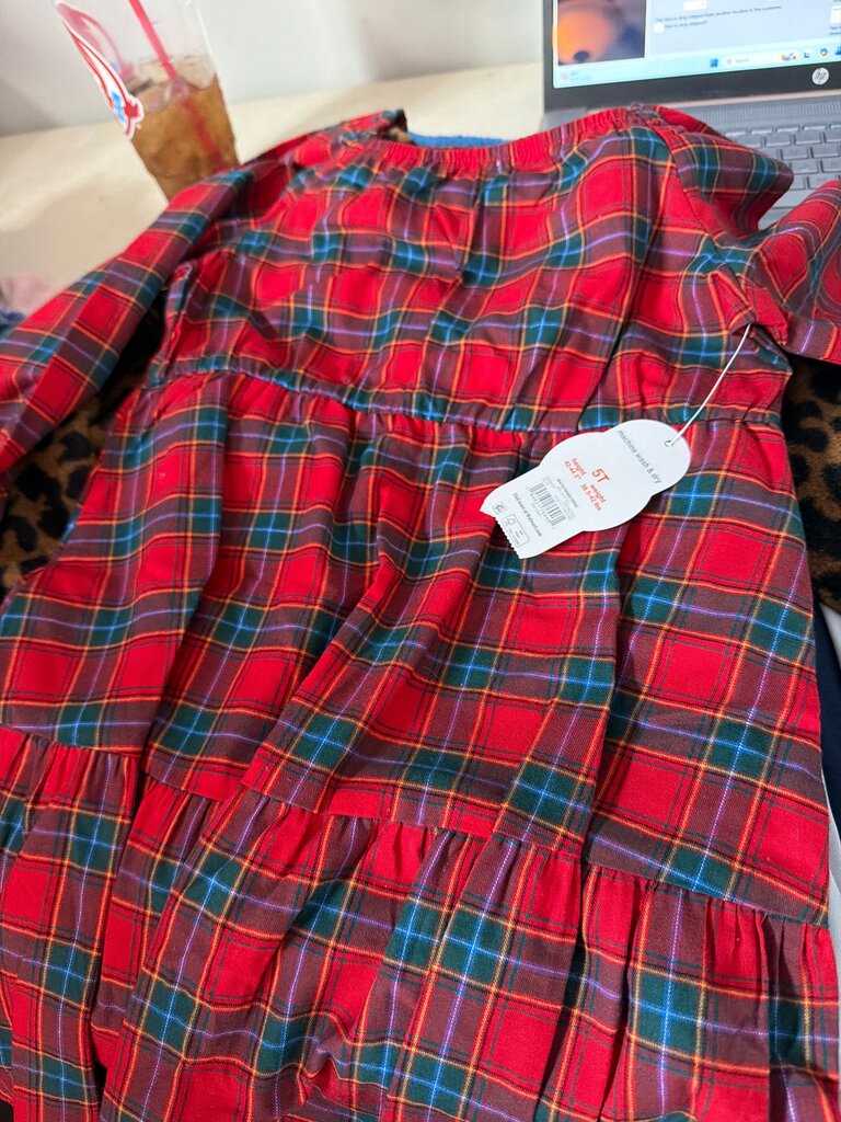 Girls Red Plaid Dress