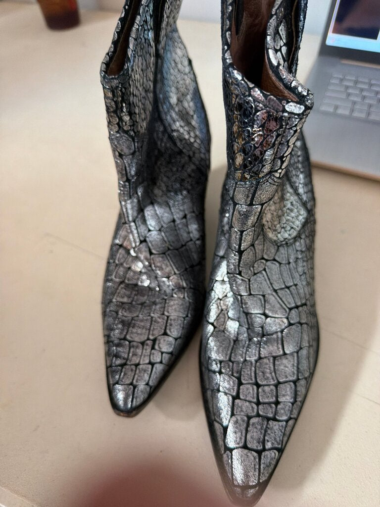 Silver Metallic Ankle Boots