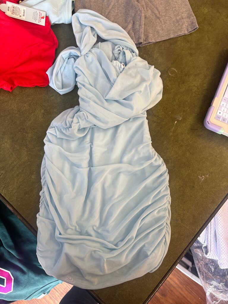 Light Blue Ruched Dress