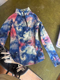 Colorful Athletic Zip-Up Long Sleeve Top