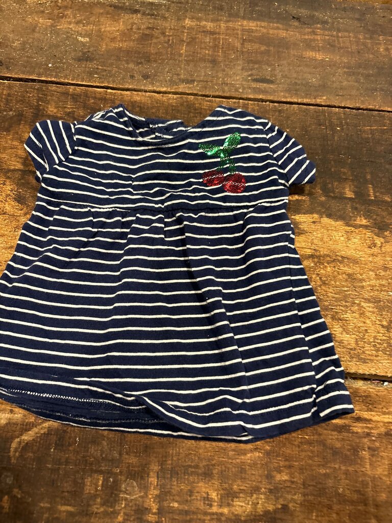Navy Striped Top with Cherry Design