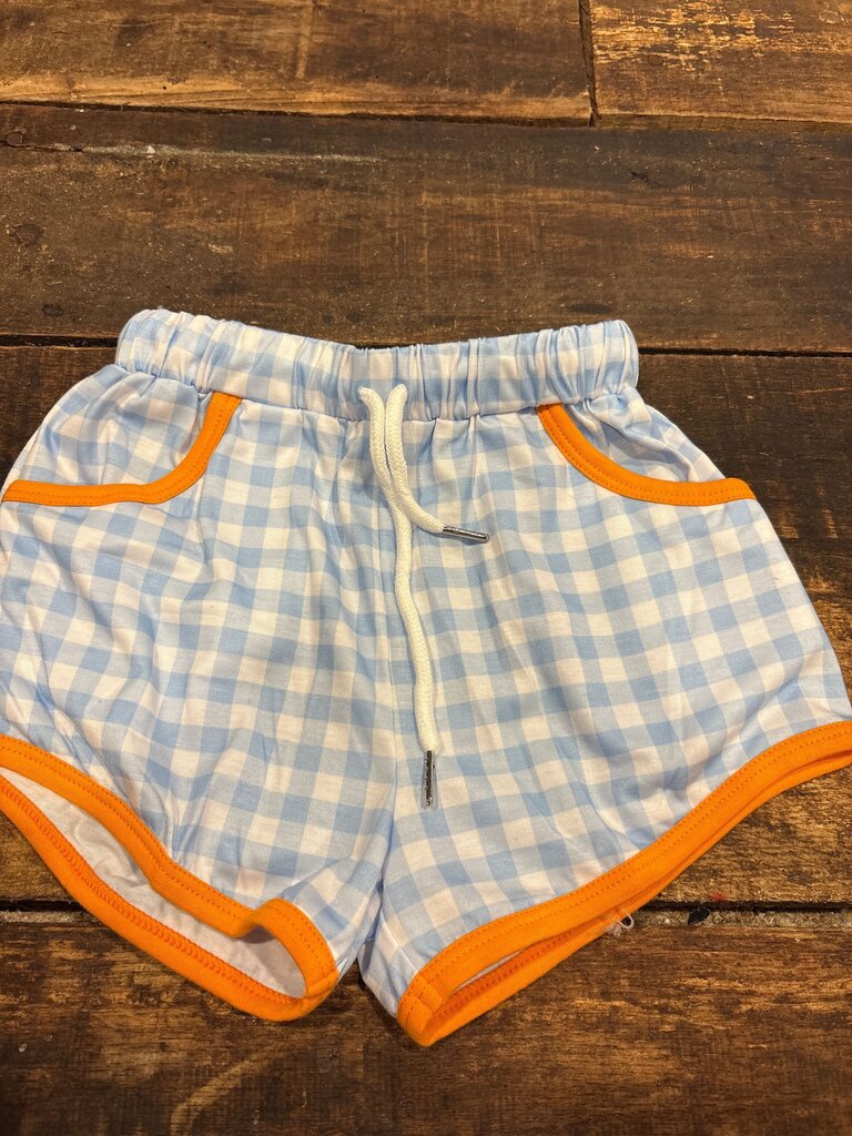 Blue Gingham Check Swim Shorts