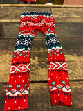 Red Christmas Leggings with Snowflake Pattern