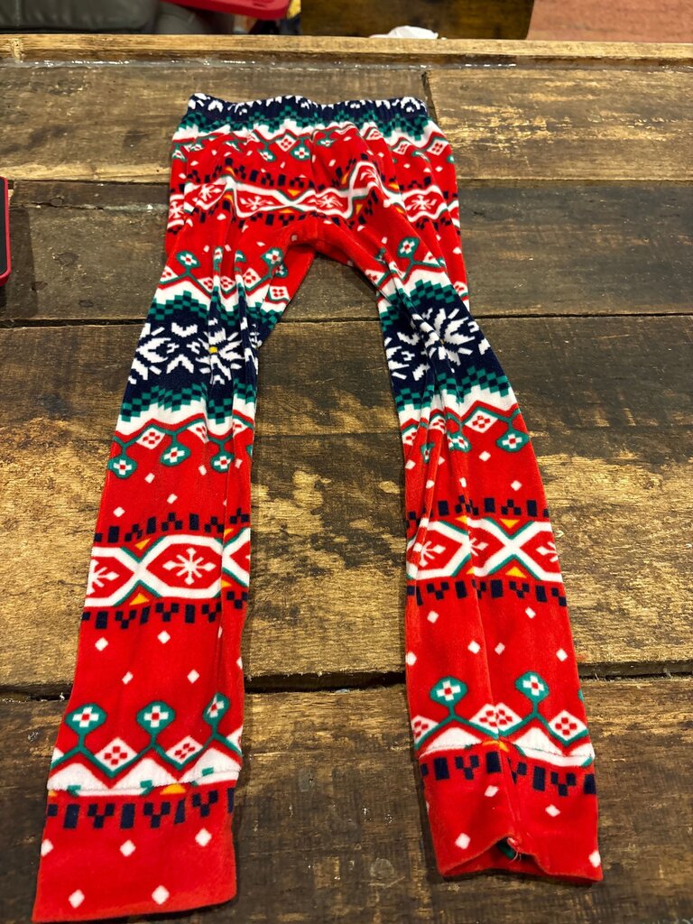 Red Christmas Leggings with Snowflake Pattern