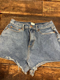 Distressed Denim High-Waisted Shorts