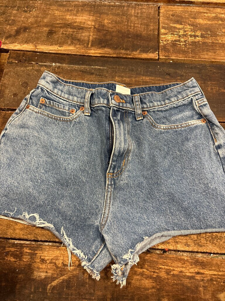 Distressed Denim High-Waisted Shorts