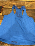 Blue Lace Back Tank Top