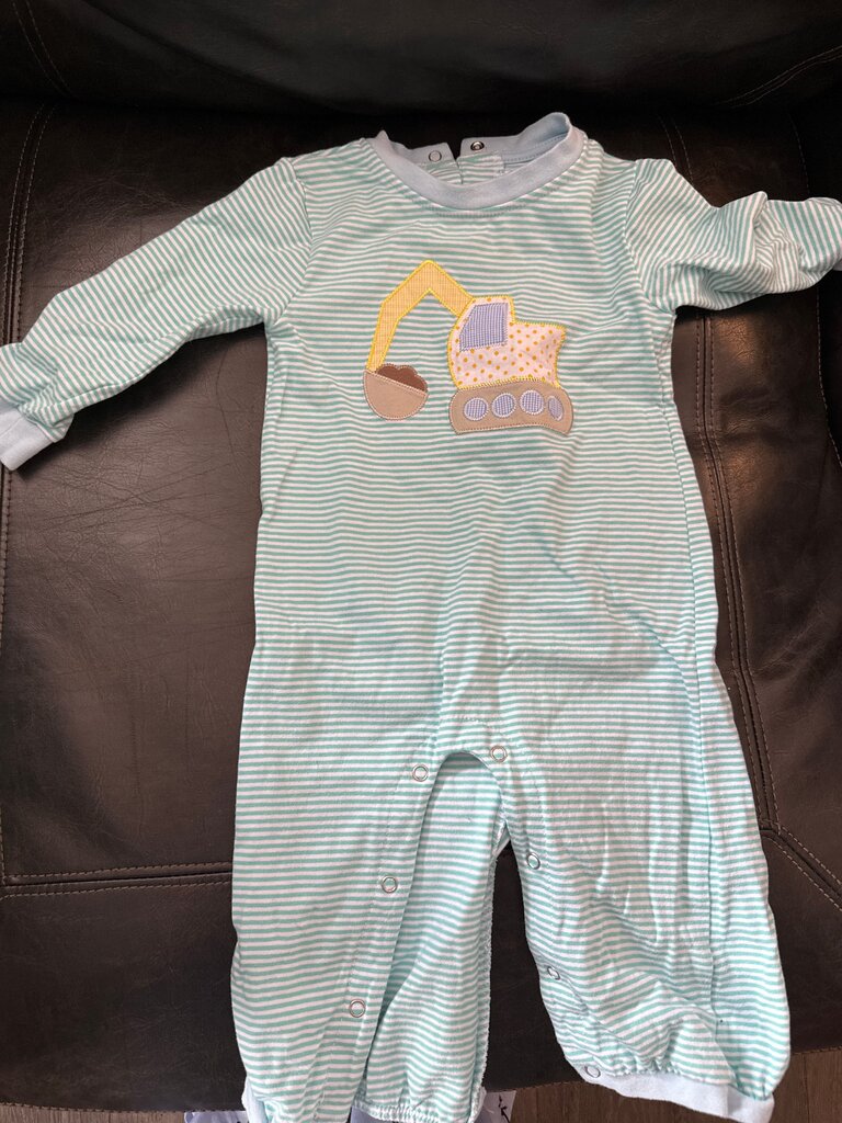 Toddler Boys' Striped Excavator Pajamas
