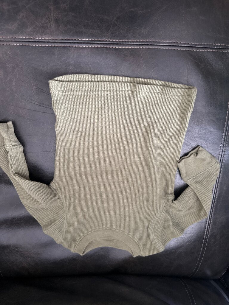 Olive Green Long Sleeve Ribbed Shirt