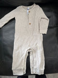 Infant Cream Ribbed Footed Overall