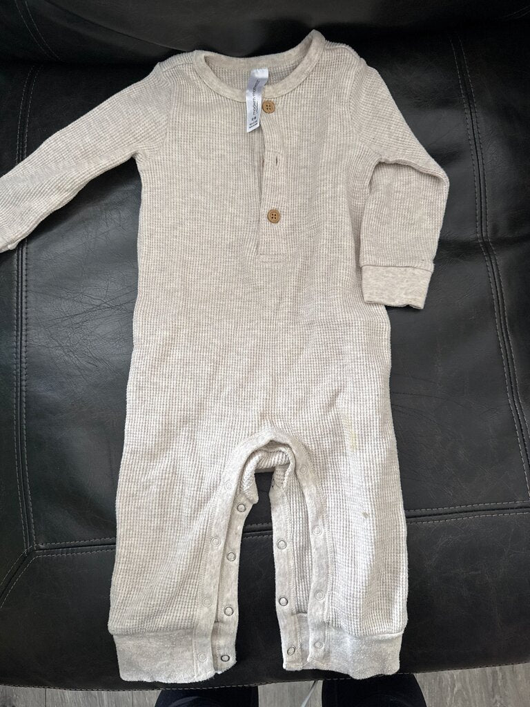 Infant Cream Ribbed Footed Overall