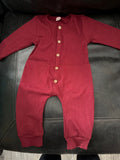 Burgundy Ribbed Baby Jumpsuit
