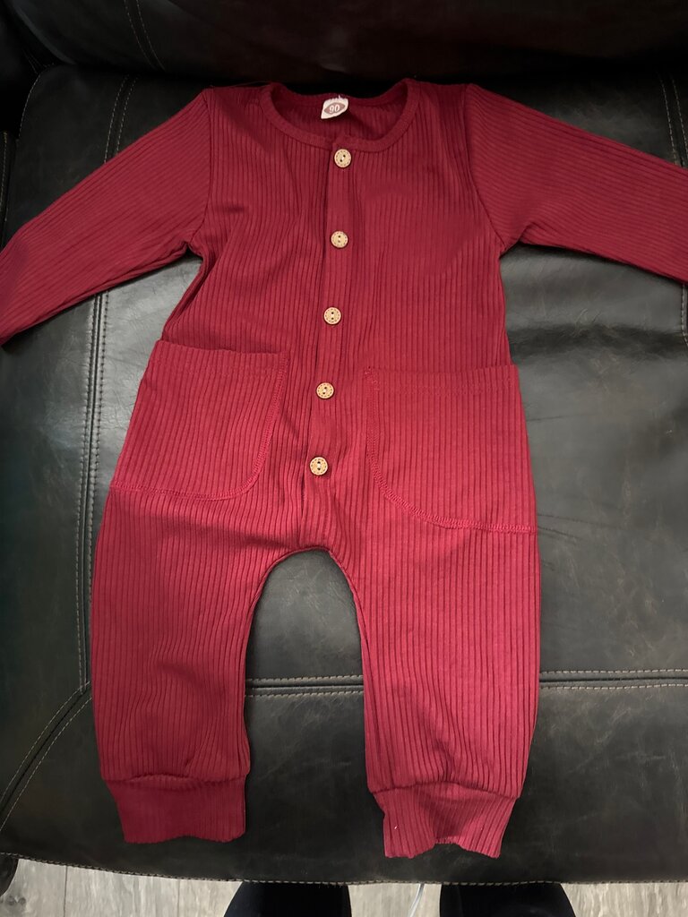 Burgundy Ribbed Baby Jumpsuit