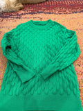 Green Textured Knit Sweater