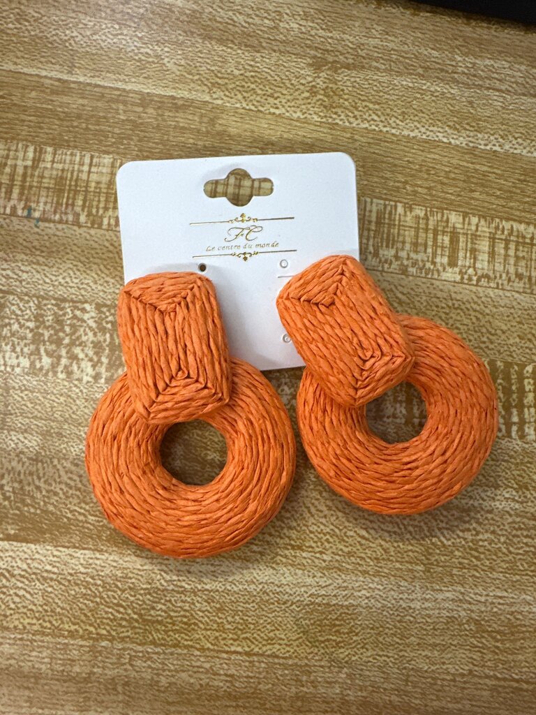 Orange Woven Earrings