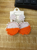 Beaded Statement Earrings in Orange and White