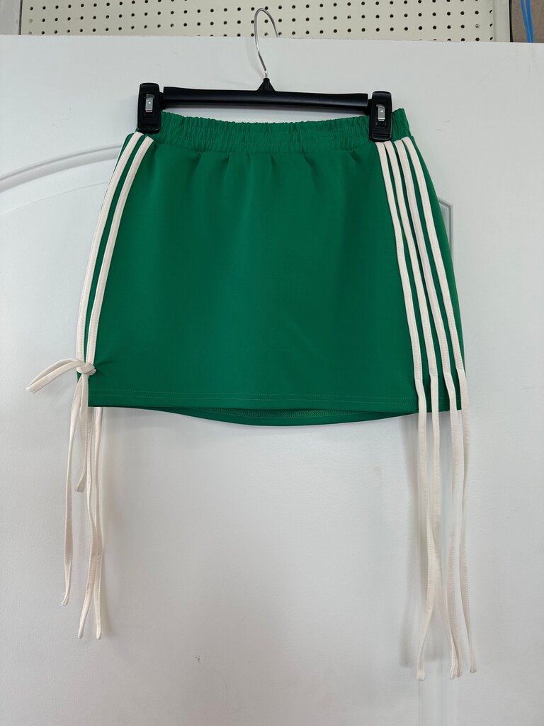 Green Athletic Skirt with White Stripes