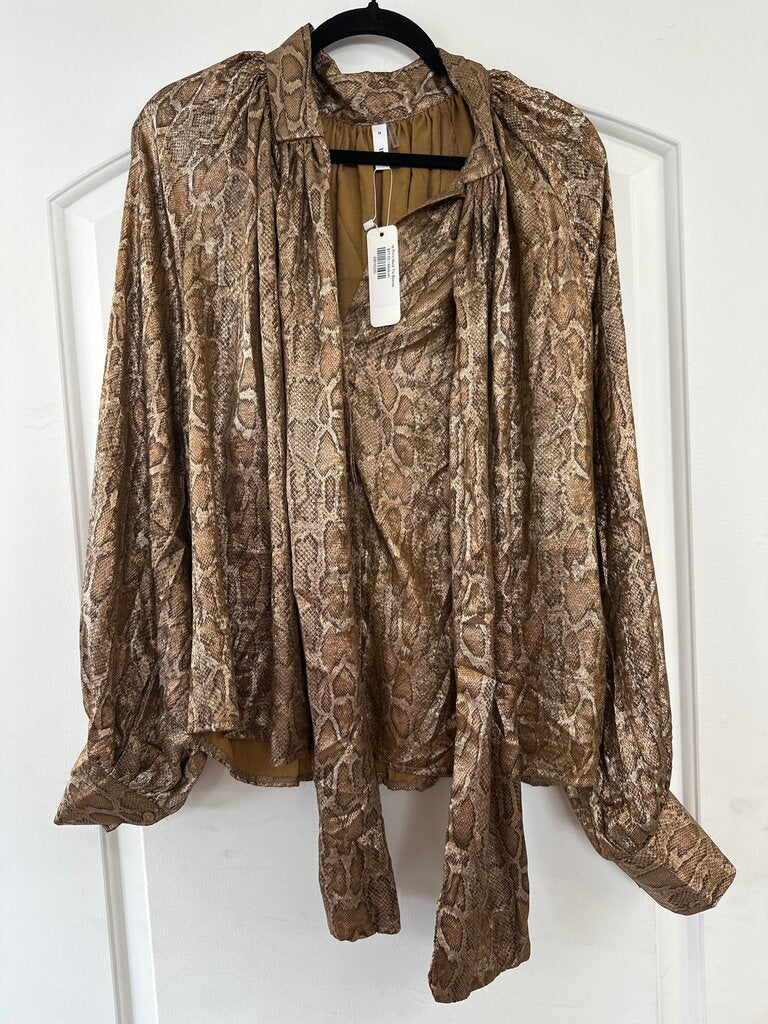 Brown Snakeskin Print Blouse