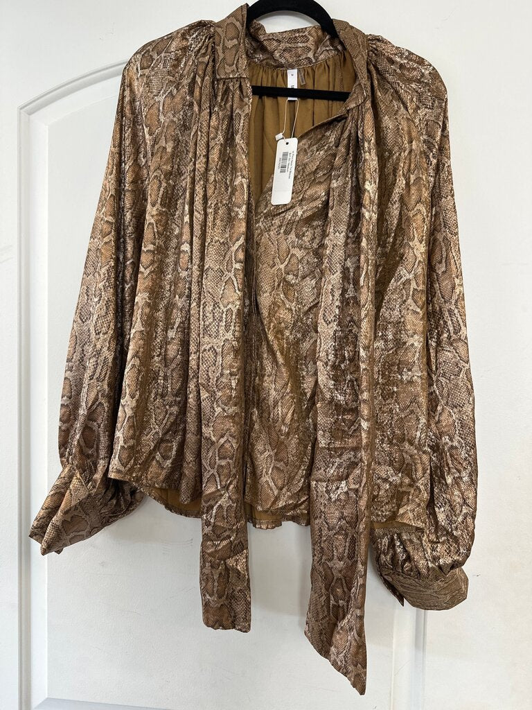 Women's Brown Snakeskin Pattern Blouse