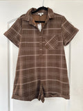 Plaid Button-Up Romper