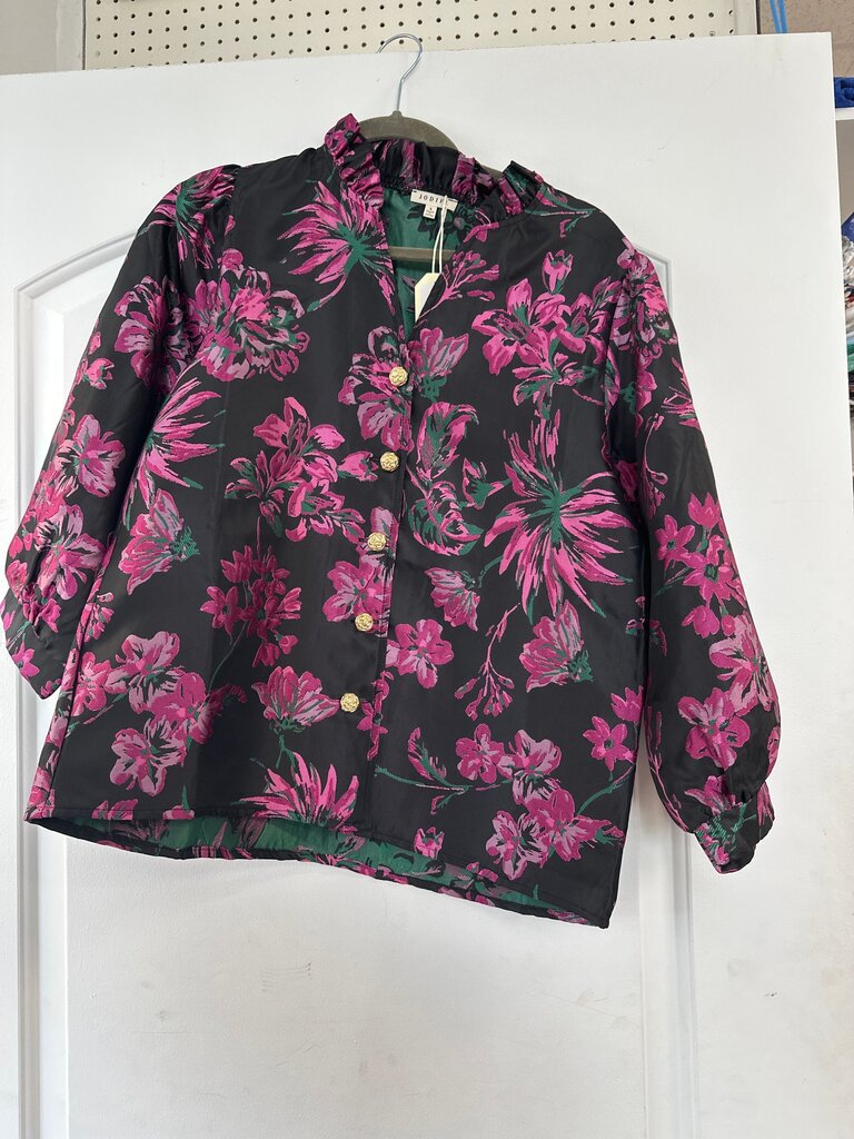 Floral Print Black Jacket
