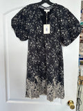 Floral Black Puff Sleeve Dress