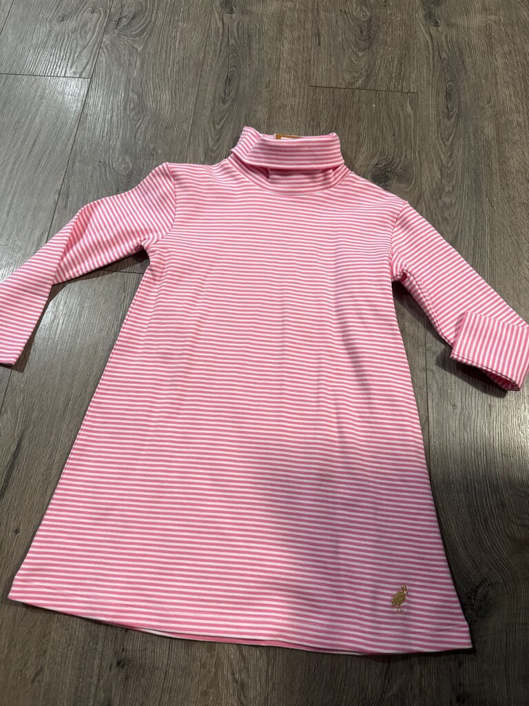 Pink Striped Turtleneck Dress