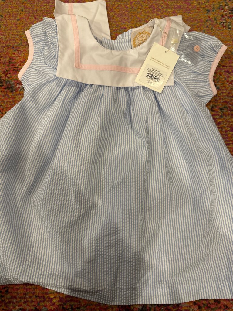 Girls' Blue and White Striped Dress