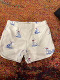 Children's White Sailboat Print Shorts