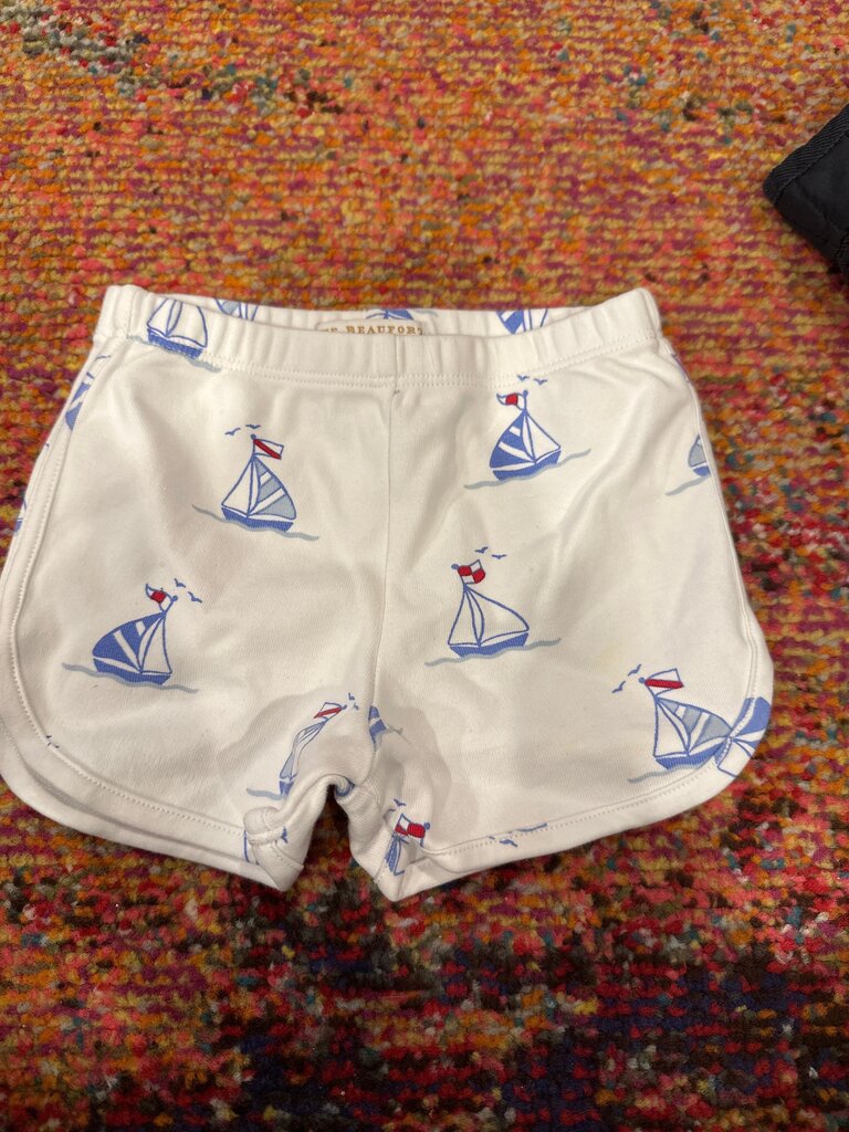 Children's White Sailboat Print Shorts