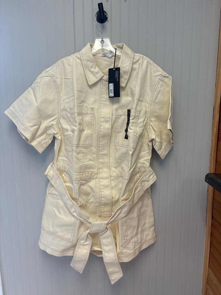Beige Utility Romper with Pockets