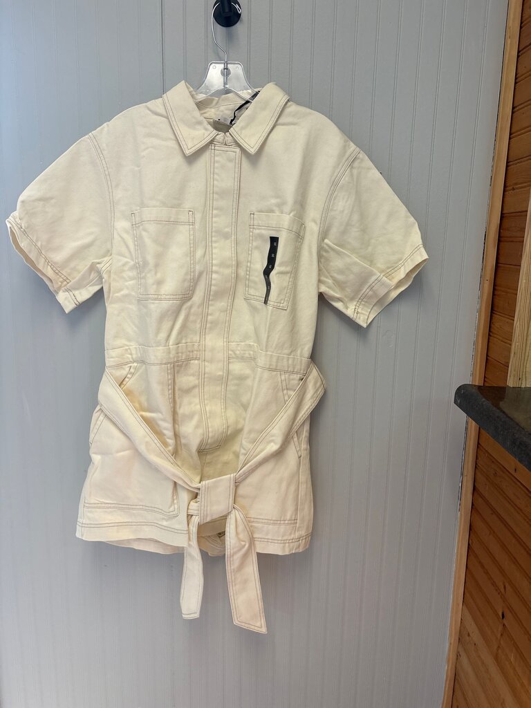 Cream Short Sleeve Utility Jumpsuit