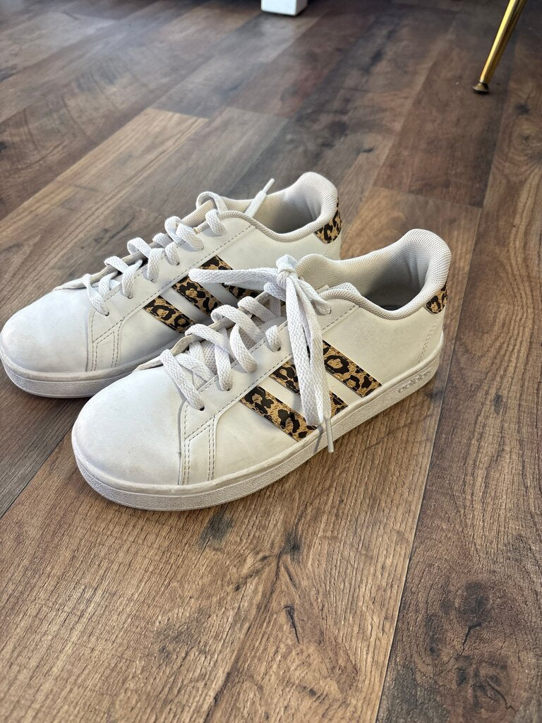 Adidas White and Leopard Print Sneakers