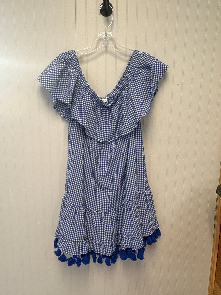 Free The Roses Blue Gingham Dress with Ruffle and Tassels