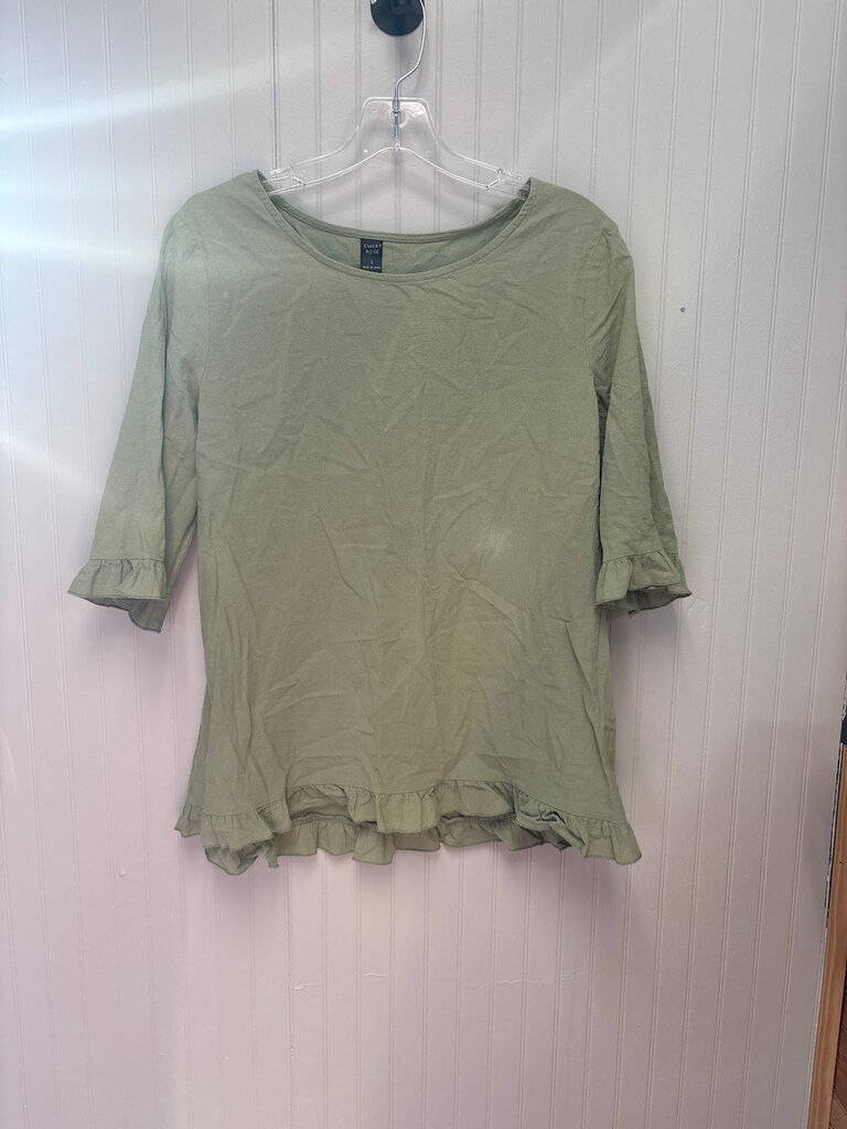 Women's Olive Green Ruffled Hem Top
