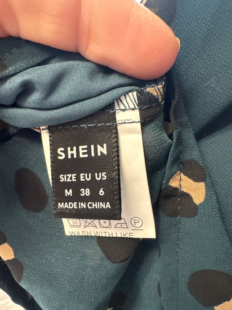 SHEIN Women's Green Leopard Print Blouse