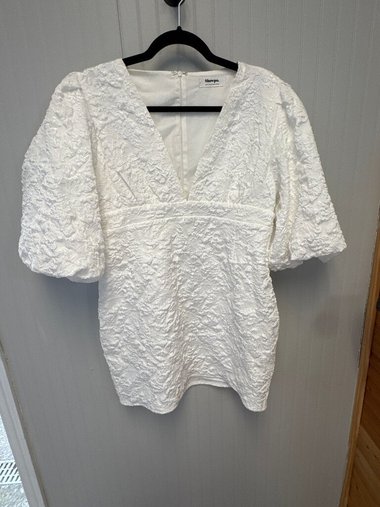 White Textured Mini Dress by Showpo