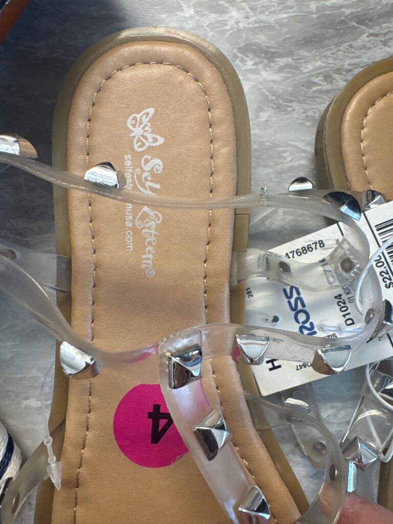 Clear Strap Stylish Sandals with Studs