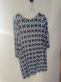 Crown & Ivy Navy White Patterned Top