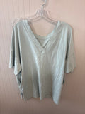 Light Green V-Neck Loose Fit Tee