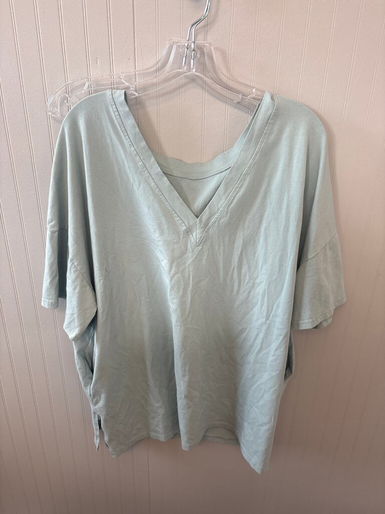 Light Green V-Neck Loose Fit Tee
