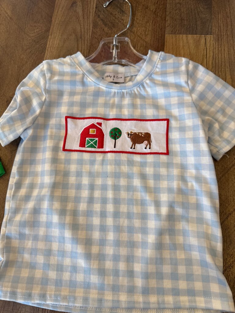 Abby & Evie Blue Checkered T-Shirt